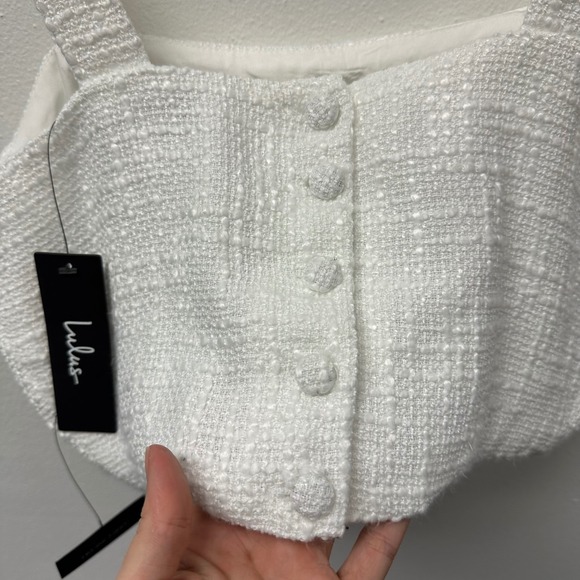 Lulus‎ Elevated Attitude Tweed Sleeveless Top White Size L - Picture 4 of 7
